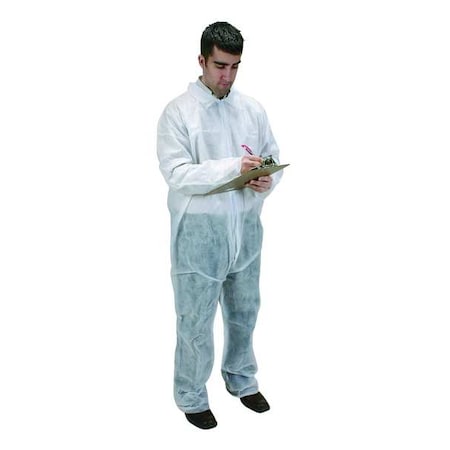 Collared Disposable Coveralls, 3XL, White, polypropylene, zipper