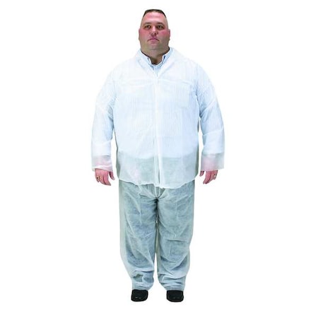 Disposable Collared Shirt, M, Polypropylene, Snap, Open Cuff, Serged Seam, 25 PK