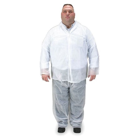 Disposable Pants, Polypropylene, 35 g/sq m, Serged, Open Ankle, Light Duty, White, Size 2XL/3XL