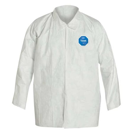 Disposable Collared Shirt, XL, Tyvek(R) 400, Snap, Open Cuff, Serged Seam, 12 PK