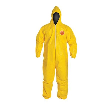Coverall. Standard Fit Hood. Stormflap. Elastic Wrists and Ankles. Yellow. XL