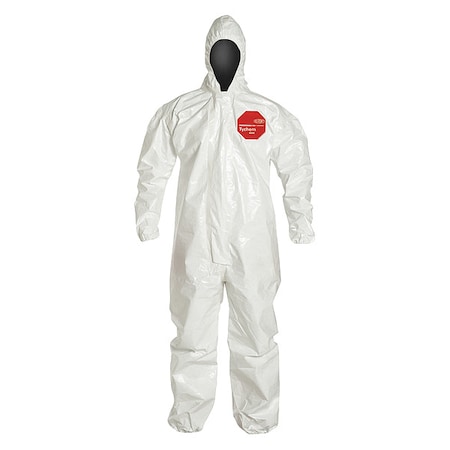Standard Fit Hood. Elastic Wrists and Ankles. Storm Flap with Adhesive Closure. White. 3X
