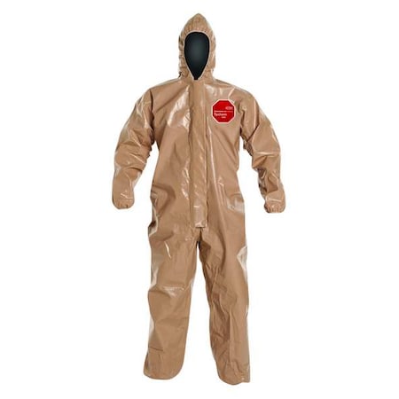 Standard Fit Hood. Elastic Wrists and Ankles. Storm Flap with Adhesive Closure. Tan. 3X