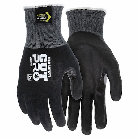 Coated Gloves, Polyurethane, Smooth, Palm, 3 Abrasion Level, Black, S (7) 1 PR
