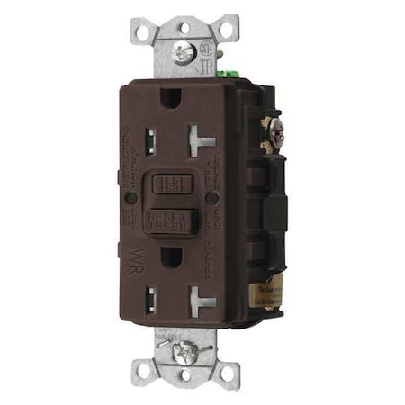 GFCI Receptacle, 20A, 125VAC, 5-20R, Brown