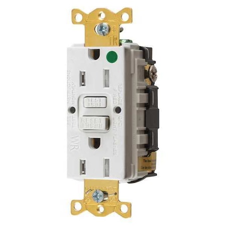 GFCI Receptacle, 15A, 125VAC, 5-15R, White