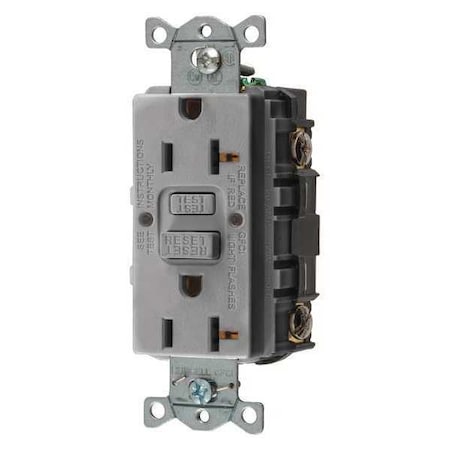 GFCI Receptacle, 20A, 125VAC, 5-20R, Gray