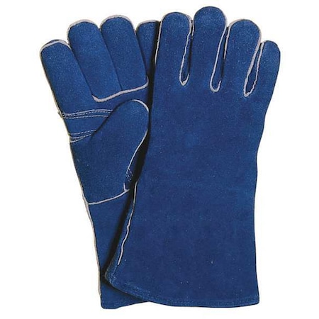 Cowhide Leather Stick Welding Gloves, Straight Thumb, Blue, Size XL, 1 Pair