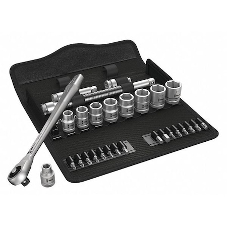 3/8" Drive Deep Socket Set, SAE, 29pcs, Skt Wrch St, Chrm, 6Pt, 1/4 - 3/4 in