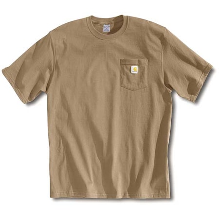 Men's T-Shirt, 100% Cotton, Pullover, 1 Pocket(s), Tan, XL