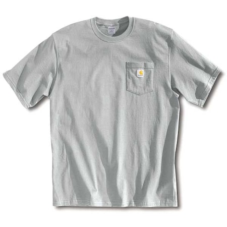 Men's T-Shirt, 100% Cotton, Pullover, 1 Pocket(s), Gray, 2XL