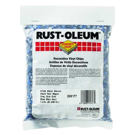 Floor Chip, Black/White/Blue, Vinyl, 1lb.