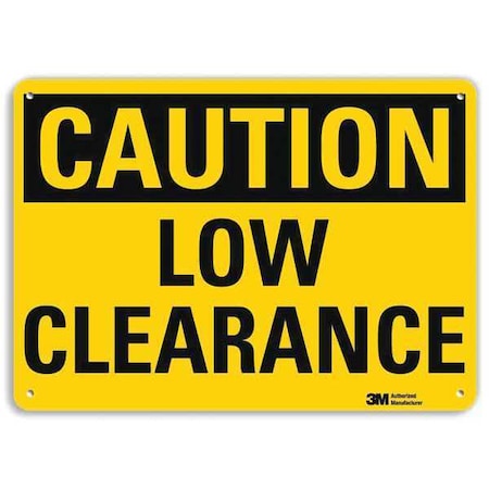 Caution, Low Clearance, 7 in x 10 in, Vertical Rectangle, Aluminum, U4-1512-RA_10X7