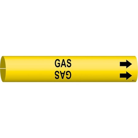 Pipe Marker,Gas,Yellow,3/4 to 1-3/8 In