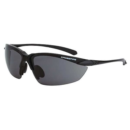 Crossfire Sniper, Safety Glasses, Anti-Scratch, Smoke Lens, Black Frame, Half-Frame