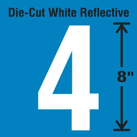 Number Label, Vinyl, White,Number 4,8"H