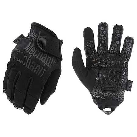 Tactical Glove, Silicone, Synthetic Leather Palm, Hook-and-Loop Cuff, Fabric Lining, Covert Black