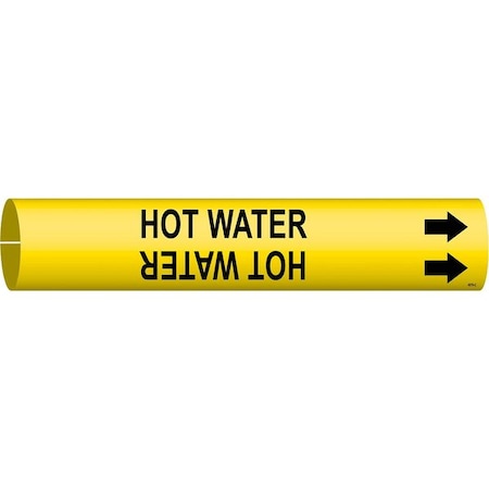 Pipe Marker,Hot Water,Y,2-1/2 to3-7/8 In