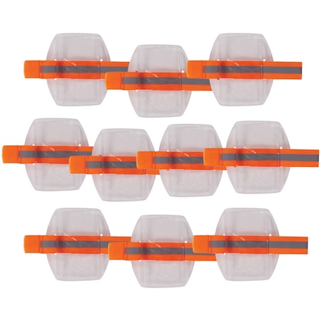 3386 Hi-Vis Orange Arm Band ID Badge Holder, 10PK
