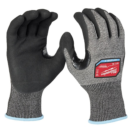 Cut-Resistant Dipped Gloves, Cut Level A2 ,Dipped ,Nitrile ,Rough ,X-Large 1 PR