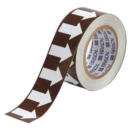 Arrow Tape, Vinyl, 2 in W x 90 ft. L, Adhesive Mounting, White/Brown