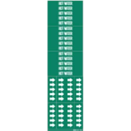 Pipe Marker,Hot Water,Grn,3/4 In or Less