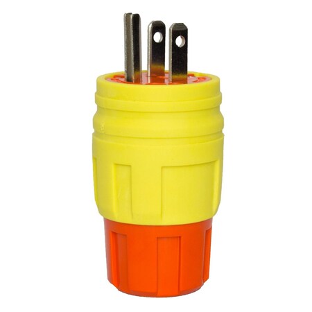 Watertight Straight Blade Plug, 5-15P, 15 A, 125V AC, 2 Pole, Screw Terminals, Grounded