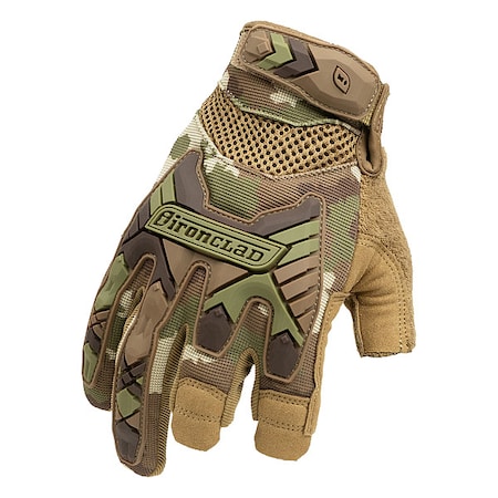Tactical Trigger Gloves, Synthetic Suede Palm, Hook-and-Loop, Pull with Carabiner Hole Cuff, Size XL
