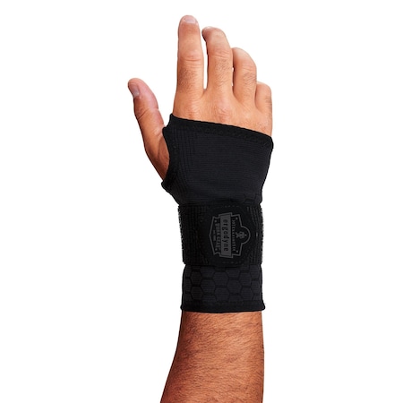 Wrist Support Sleeve, Nylon, Spandex, Elastane, Single Strap, Black, Size XL