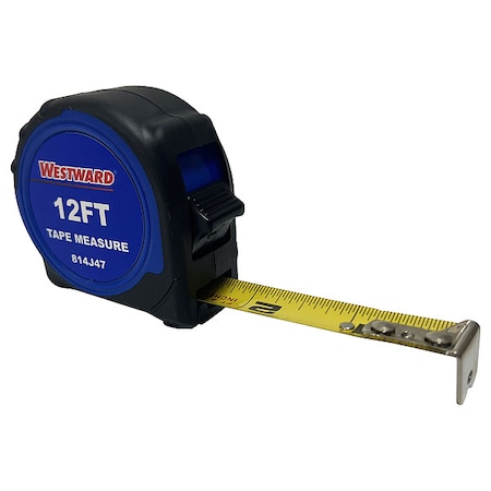 Tape Measure,5/8"x12 ft,Steel,Yellow