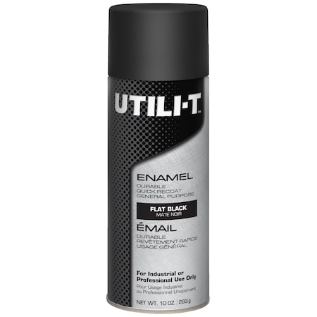 General Purpose Enamel Spray Paint, Black, Flat, Solvent, 10 oz