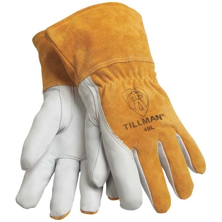 MIG/TIG Welding Gloves, Straight Thumb, Gauntlet Cuff, Premium, Brown Cowhide, XL, 1 Pair