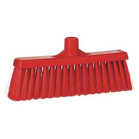 12 in Sweep Face Broom Head, Stiff, Synthetic, Red