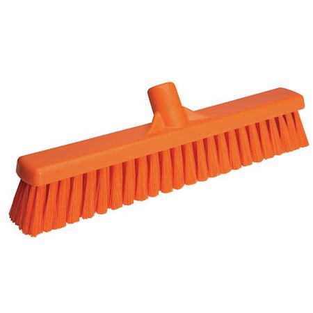 16 in Sweep Face Broom Head, Medium, Synthetic, Orange