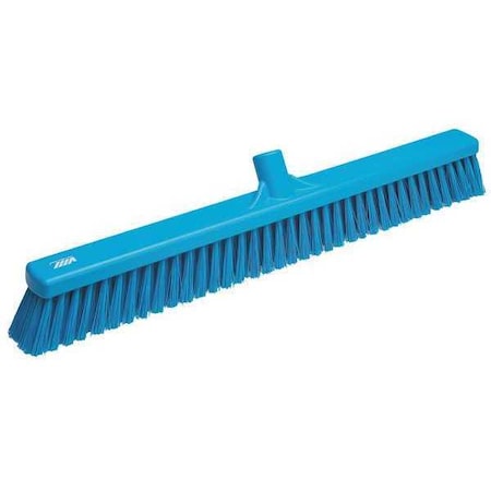 24 in Sweep Face Broom Head, Soft/Stiff Combination, Synthetic, Blue