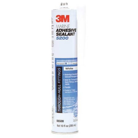 Polyurethane Adhesive Sealant, 10 oz, Cartridge, White, Polyurethane Base, 5200