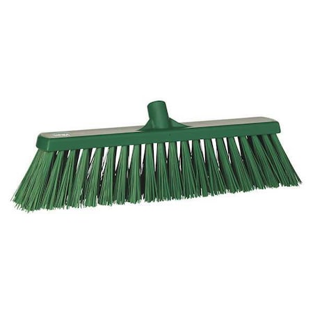 2 1/2 in x 19 in Sweep Face Broom Head, Stiff, Synthetic, Green