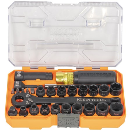 KNECT Essential Pass Through Impact Socket Set, SAE, Metric, 28-Piece