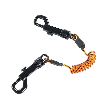 S Orange and Black Coil Lanyard Dual Swivel Hooks, 3PK