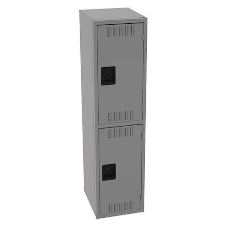 Wardrobe Locker, 15 in W, 18 in D, 60 in H, (1) Wide, (2) Tier, Medium Gray