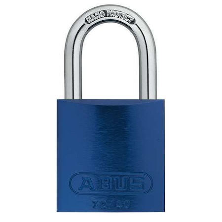 Lockout Padlock, Keyed Alike, Aluminum, Blue, 1 in Shackle Height, 1 1/2 in Body Width, 6 PK