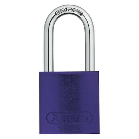 Lockout Padlock, Keyed Alike, Aluminum, Purple, 1 1/2 in Shackle Height, 1 1/2 in Body Width