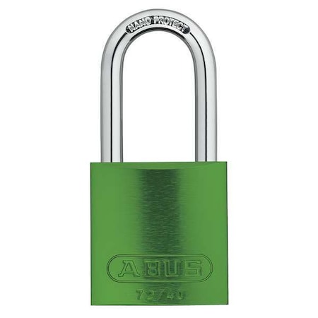 Lockout Padlock, Keyed Alike, Aluminum, Green, 1 1/2 in Shackle Height, 1 1/2 in Body Width, 3 PK