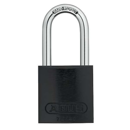 Lockout Padlock, Keyed Alike, Aluminum, Black, 1 1/2 in Shackle Height, 1 1/2 in Body Width, 6 PK