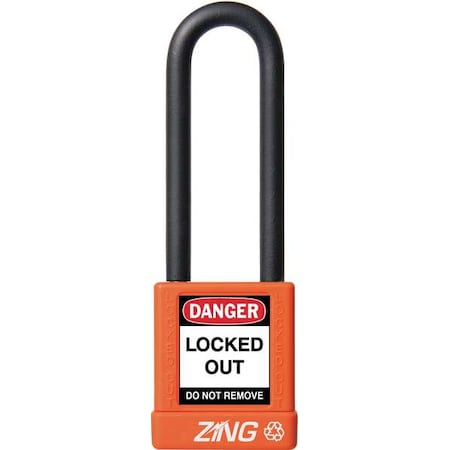 Lockout Padlock, Keyed Different, Aluminum, Orange, 3 in Shackle Height, 1 1/2 in Body Width