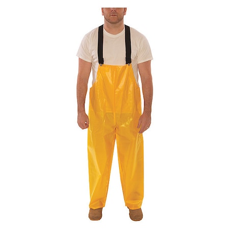 Rain Bib Overall, Polyurethane, 31 in Inseam, 40 in to 42 in Waist, 12 mil Thickness, Gold, XL