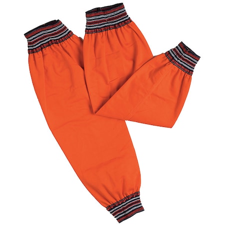 Flame-Retardant Treated Cotton Sleeve, Cotton, 17 in Length, Orange, Elastic Cuff