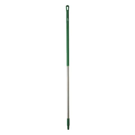 59" Color Coded Handle, 1 1/4 in Dia, Green, Aluminum