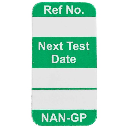 Tag, Nanotag Insert, Polyester, 1 5/16 in H x 45/64 in W, Green on White, Rectangle, 100 PK