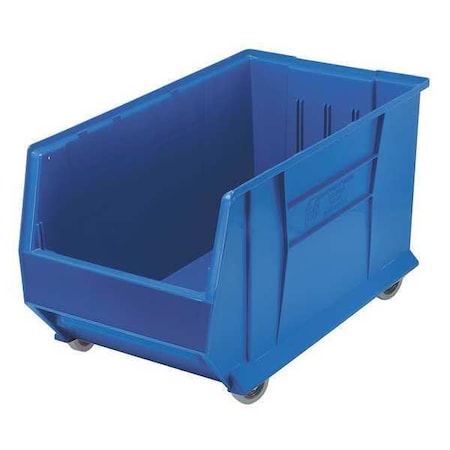 Mobile Storage Bin, Polypropylene/Polyethylene, Blue, 15 in H, 16 1/2 in W, 29 7/8 in L